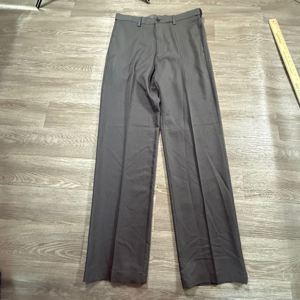 Haggar Cool 18 Pro Mens Dress Pants 34x34 Charcoal Heather Classic Fit HC00236